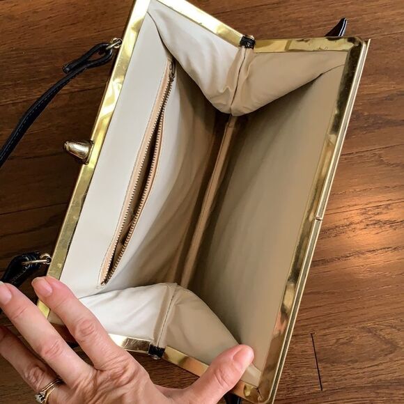 Vtg 60s dark navy snap top arm bag - Picture 7 of 8